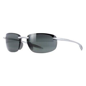 New MAUI JIM Hookipa Ultra Silver Rimless Polarised Wraparound MJ0676S 002 Sungl